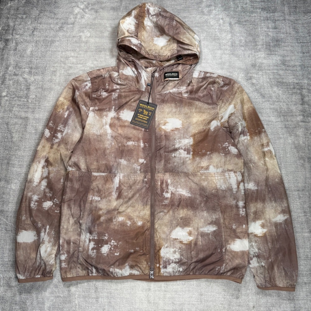 Woolrich Jacket Womens Medium Pink Rose Tie Dye Hooded Full Zip Windbreaker NWT